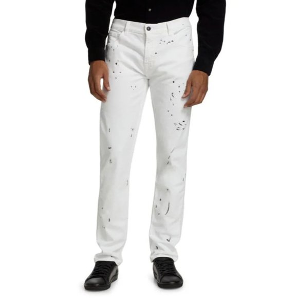 7 For All Mankind Paxtyn Slim-Fit Paint Splatter Jeans ( 30 x 32 ) - Picture 1 of 6